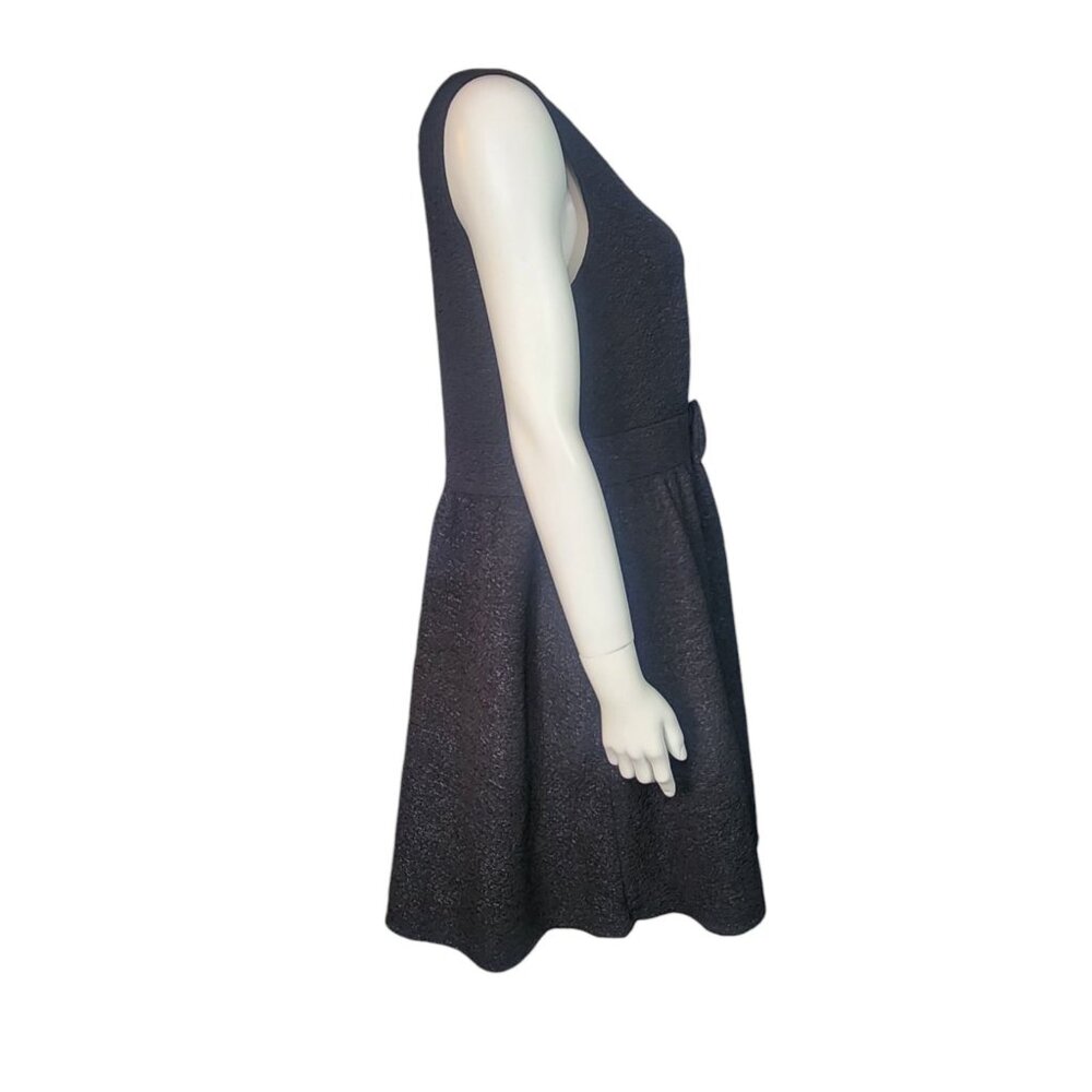Paperdoll Dress Womens Plus Size 1X Solid All Black Textured Bow Sleeveless - Picture 4 of 6